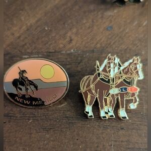 Vintage FLT Horse Pin And New Mexico Horse Sunset Pin
